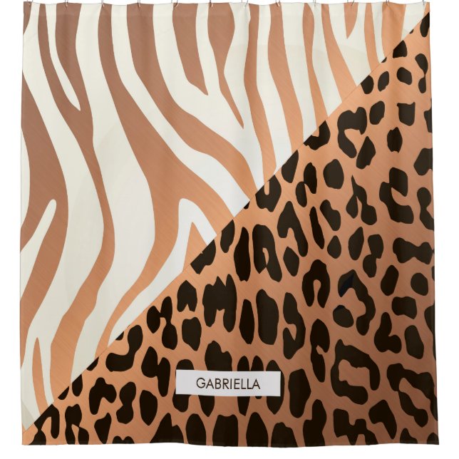 Zebra und Leopard Print Duschvorhang (Vorderseite)