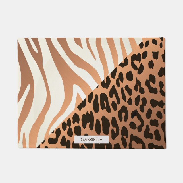 Zebra und Leopard Print Fußmatte (Vorderseite)