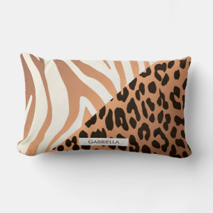 Zebra und Leopard Print Lendenkissen