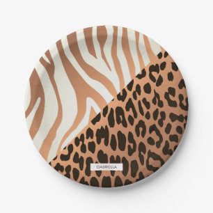 Zebra und Leopard Print Pappteller
