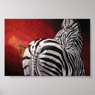 Zebra und Oxpecker Poster