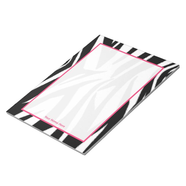 Zebra und Pink Personalisiert Notepad Notizblock (angewinkelt)