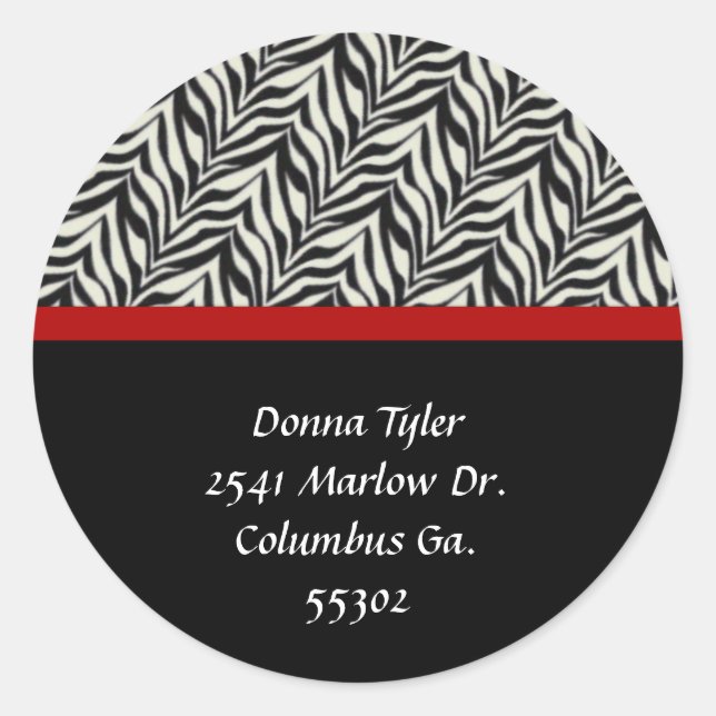 Zebra und Red Trimmed Address Stickers (Vorderseite)