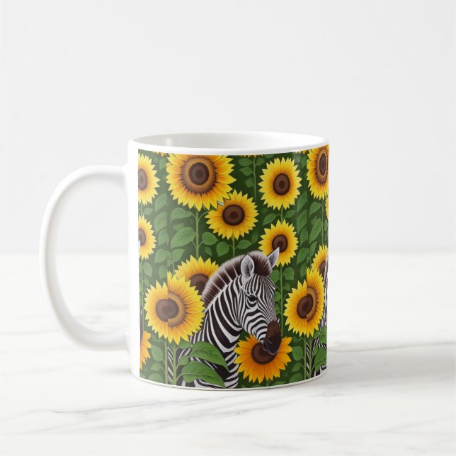 Zebra und Sonnenblumen Kaffeetasse (Links)