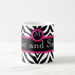 Zebra-und Spitze-Chic und freches Monogramm Kaffeetasse