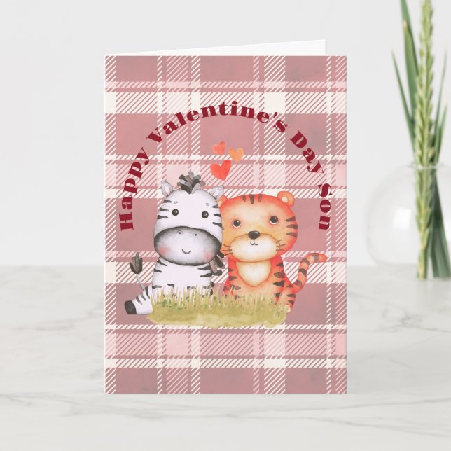 Zebra und Tiger Valentine Karte (Vorderseite)