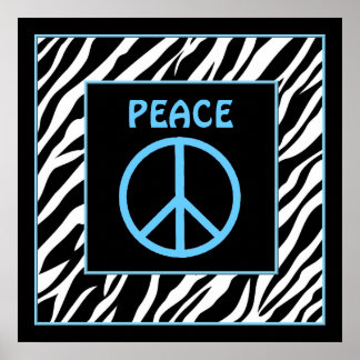 Zebra und Türkis Blue Peace Signature Decke Poster