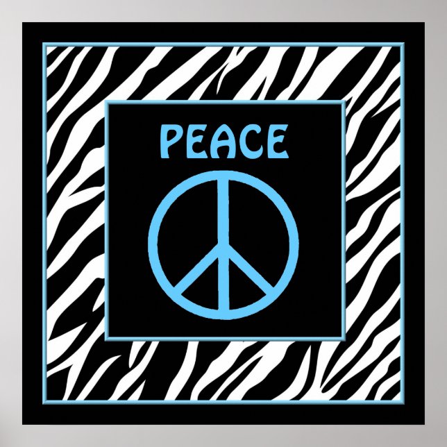 Zebra und Türkis Blue Peace Signature Decke Poster (Vorne)