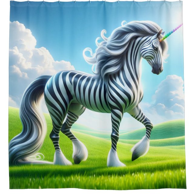Zebra Unicorn Duschvorhang (Vorderseite)