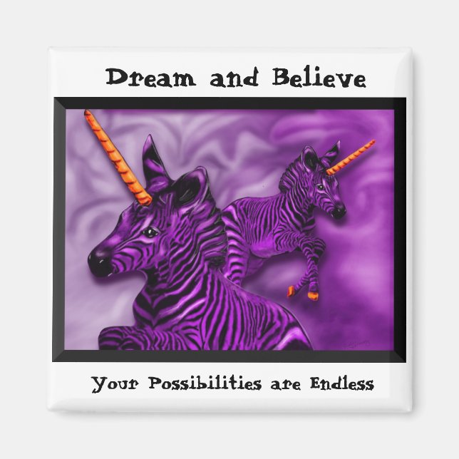 Zebra Unicorns mit einer inspirierenden Note Magnet (Vorne)