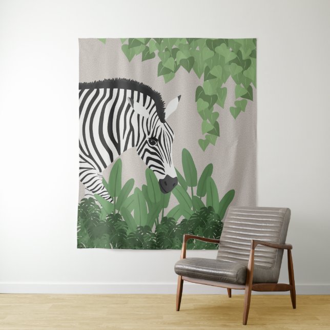 Zebra unter Blättern Teppich Wandteppich (Beispiel)