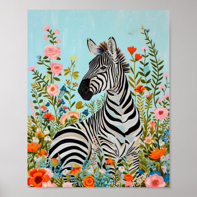 Zebra unter den Blooms 🦓 Poster (Vorne)
