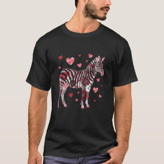 Zebra Valentinstag-Blumenkunst für Zebraliebhaber- T-Shirt