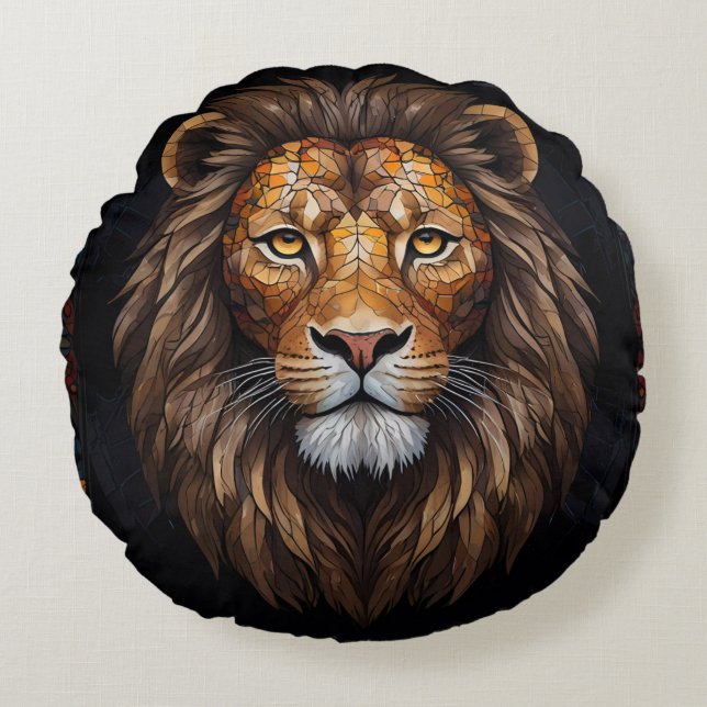 Zebra Vibrant Mosaic Rundes Kissen (Vorderseite)