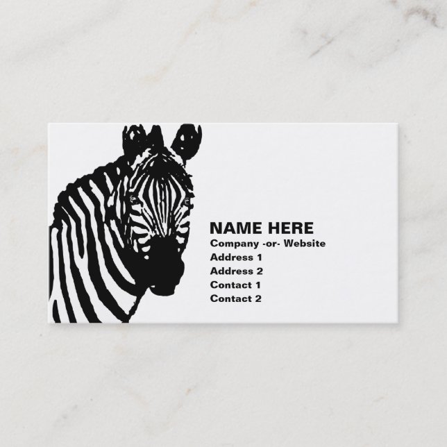 Zebra. Visitenkarte (Vorderseite)
