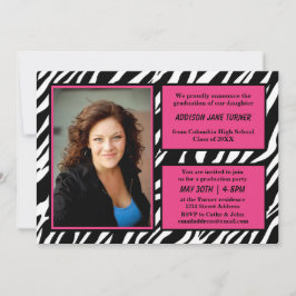 Zebra w/Pink Trim mit Foto - Grad Ankündigung