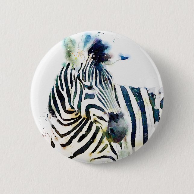 Zebra Watercolor Button (Vorderseite)