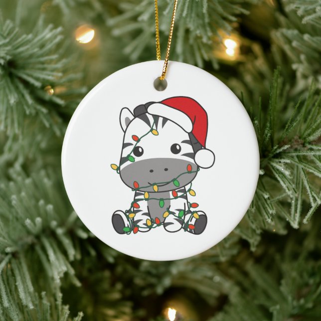Zebra Weihnachts-Wintertiere Urlaub Zebras Keramik Ornament (Baum)