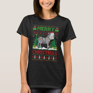 Zebra Weihnachtsbaum Lichter Hässlicher Weihnach T-Shirt