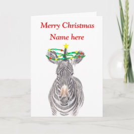 Zebra Weihnachtskarte, kundenspezifische Urlaubska Feiertagskarte