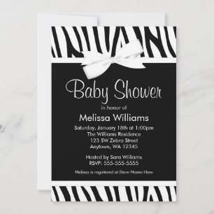Zebra-Weiß Druckbogen-Babyparty-Einladung Einladung