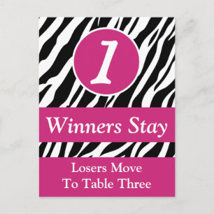 Zebra Wild Animal Print Bunco Tischnummer Card #1
