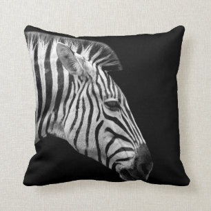 Zebra Wildjungle afrikanische Tier-Foto Schwarz-we Kissen
