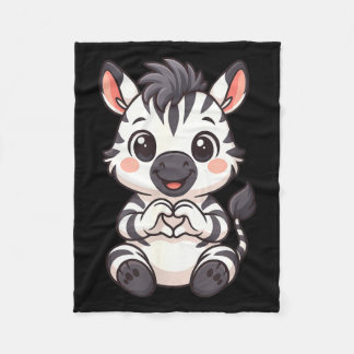 Zebra with heart women girls kids heart cute zebra fleecedecke