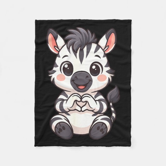 Zebra with heart women girls kids heart cute zebra fleecedecke (Vorderseite)