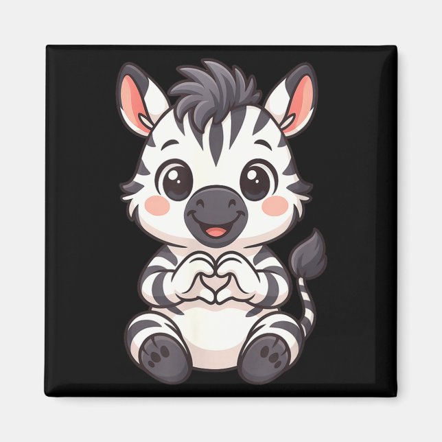 Zebra with heart women girls kids heart cute zebra magnet (Vorne)