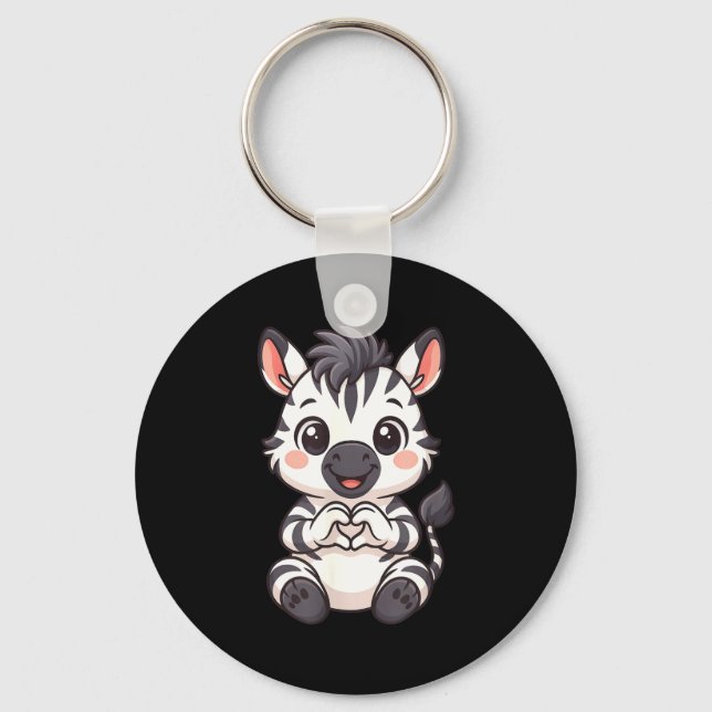 Zebra with heart women girls kids heart cute zebra schlüsselanhänger (Vorderseite)