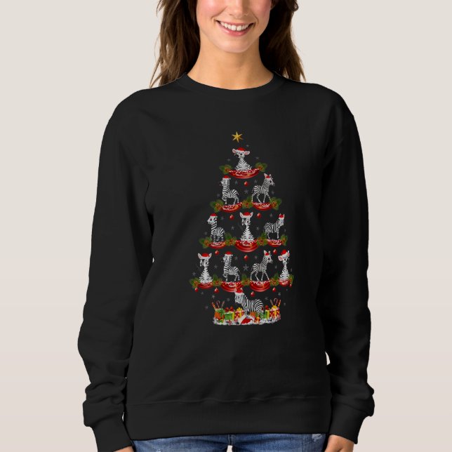 Zebra  Xmas Holiday Santa Zebra Christmas Tree Sweatshirt (Vorderseite)