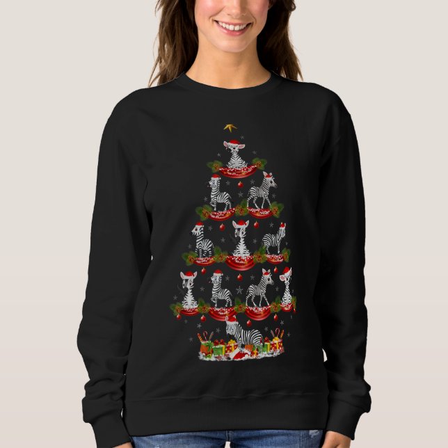Zebra   Xmas Holiday Santa Zebra Christmas Tree Sweatshirt (Vorderseite)