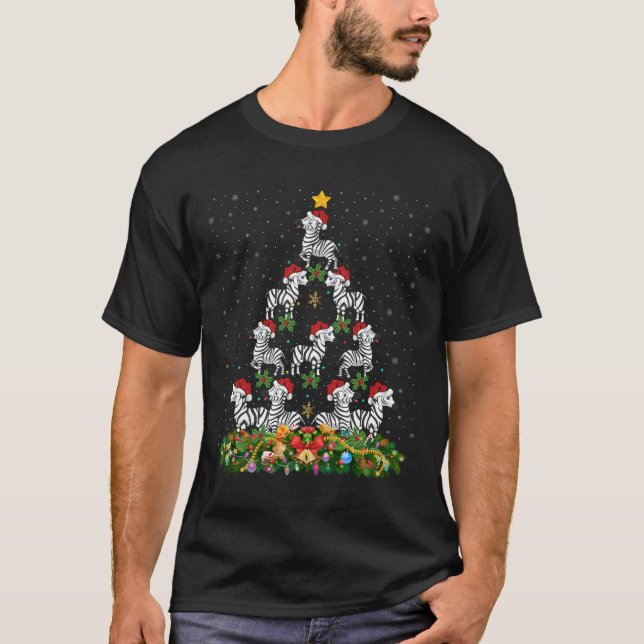 Zebra Xmas Tree Gift Weihnachtsmannmütze Zebra Wei T-Shirt (Vorderseite)