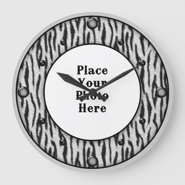 Zebra Your Foto Wall Clock Große Wanduhr (Vorderseite)