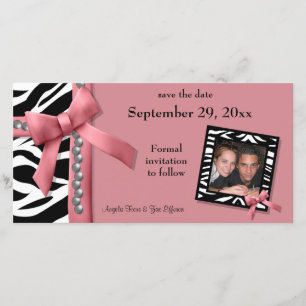Zebra-Zebra-Gemische Save the Date, rosa und weiß Date