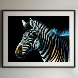 Zebra Zeichnend harte Pastelle Poster