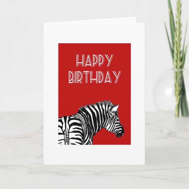 Zebra zeichnete, glücklich zum Geburtstag. Karte (Vorderseite)