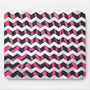 Zebra Zickzack Black and Hot Pink Mousepad