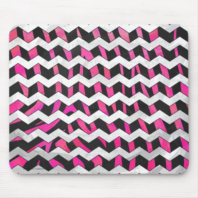 Zebra Zickzack Black and Hot Pink Mousepad (Vorne)