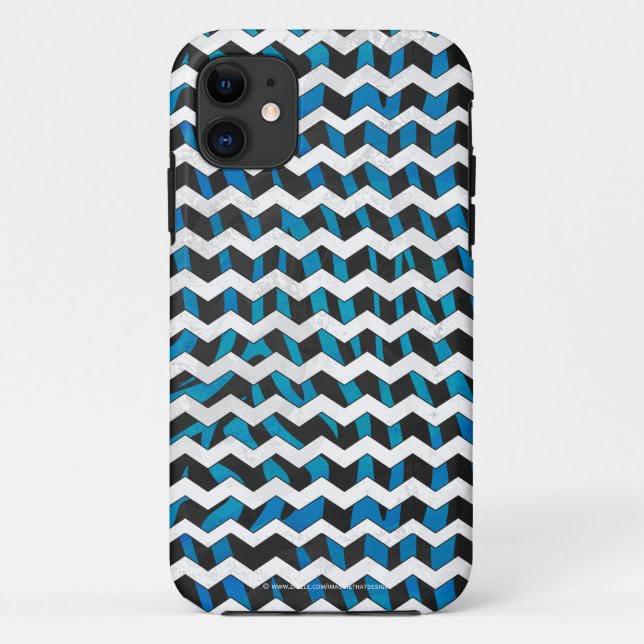 Zebra Zickzack Black und Blue Case-Mate iPhone Hülle (Rückseite)