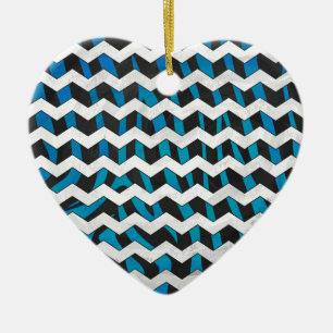 Zebra Zickzack Black und Blue Keramikornament