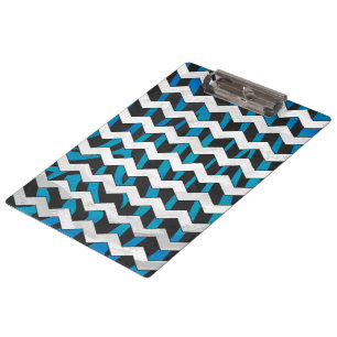 Zebra Zickzack Black und Blue Klemmbrett