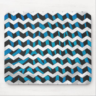 Zebra Zickzack Black und Blue Mousepad