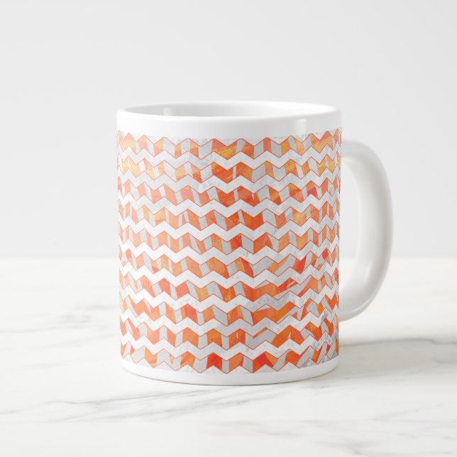 Zebra Zickzack Orange und Weiß Jumbo-Tasse (Vorderseite Rechts)
