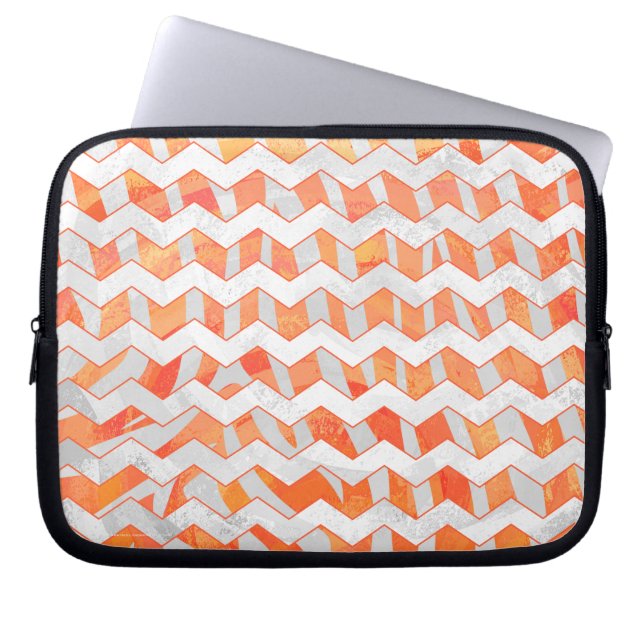 Zebra Zickzack Orange und Weiß Laptopschutzhülle (Vorderseite)
