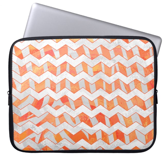 Zebra Zickzack Orange und Weiß Laptopschutzhülle (Vorderseite)