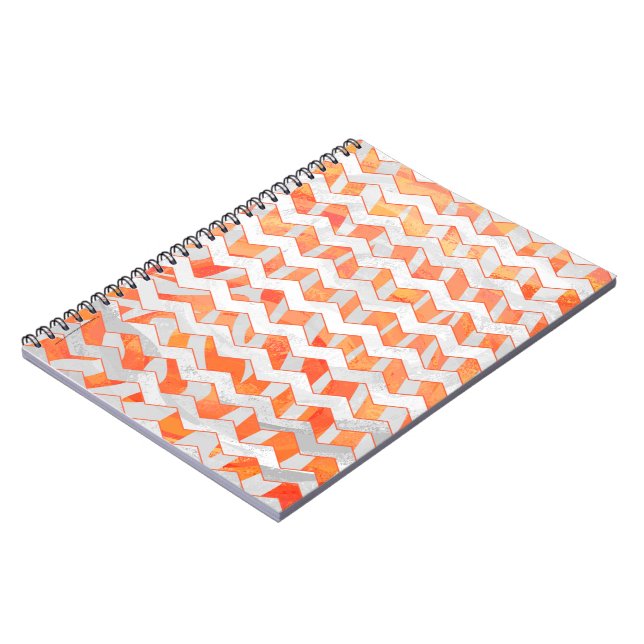 Zebra Zickzack Orange und Weiß Notizblock (Linke Seite)