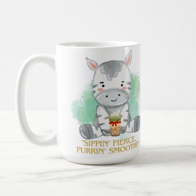 Zebra Zitat Cartoon trinken Bobba Tee Kaffeetasse (Links)