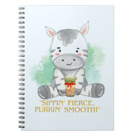 Zebra Zitat Cartoon trinken Bobba Tee Notizblock